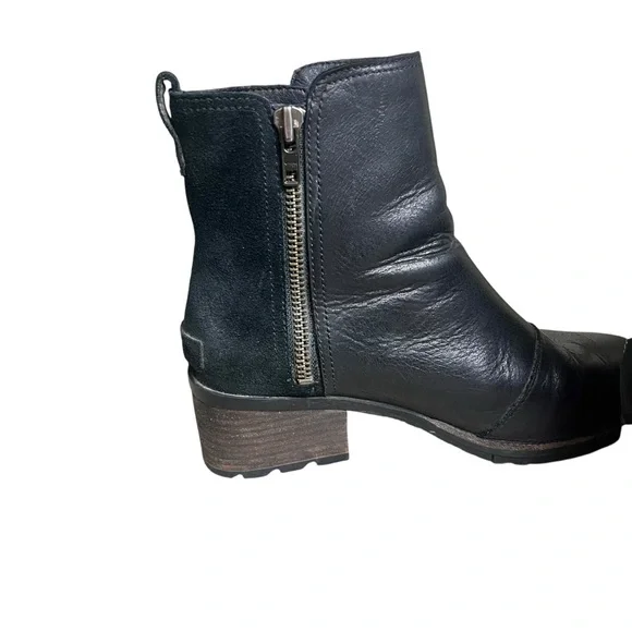 Sorel Cate Women’s black leather Waterproof winter ankle boots SZ 8 - Picture 3 of 6